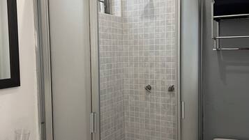 Hair dryer, towels, soap