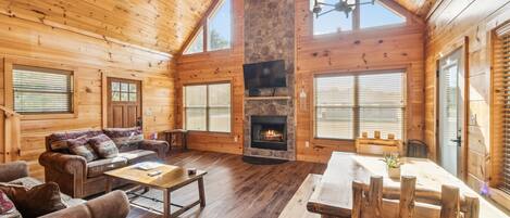 Smart TV, fireplace, video games