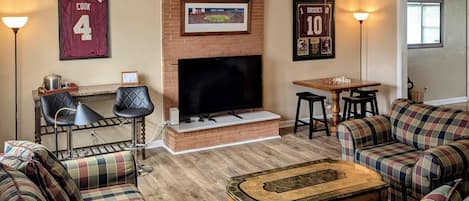 Smart TV, video games, foosball, computer monitors