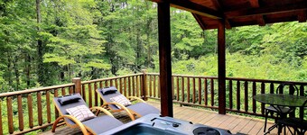 Romantic Cabin Hot tub~Sauna~Fireplace~Restaurants