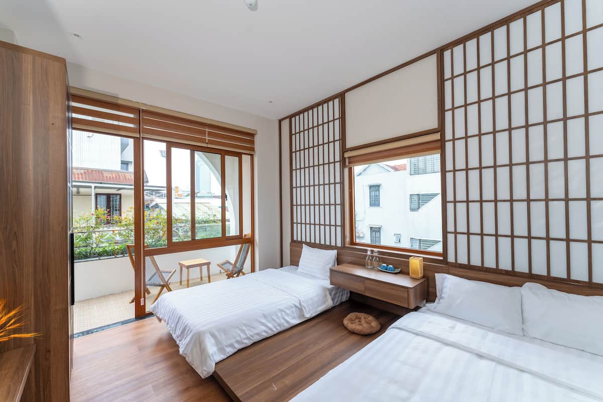 Premium bedding, pillow-top beds, desk, soundproofing