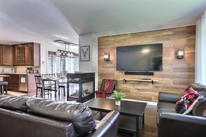 Smart-tv, eldstad och tv-spel