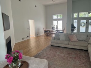 Smart TV, fireplace, video games, table football