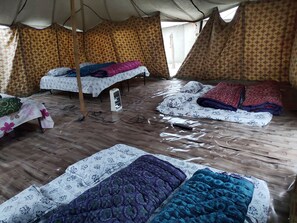 Laptop workspace, iron/ironing board - Maha Kumbh Camp (Phulpur)