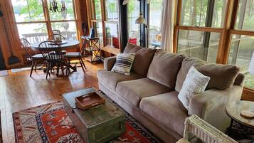 Smart TV, DVD player, books, video library