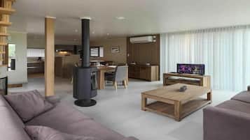 Televisie en een open haard