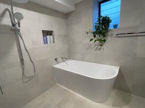 Ducha, toallas, jabón, papel higiénico