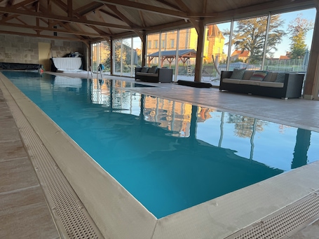 Indoor pool. Thierry room in Château Camus