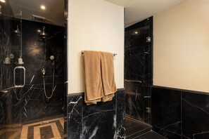Hair dryer, slippers, soap, shampoo