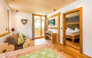 Comfort Apartment, Balcony, Mountain View | Living area - Erholungswelt Lechrefugium (Steeg)