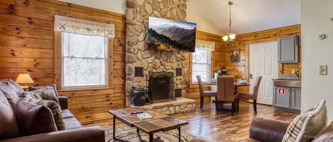 Chalet rustique, 2 chambres | Aire de séjour