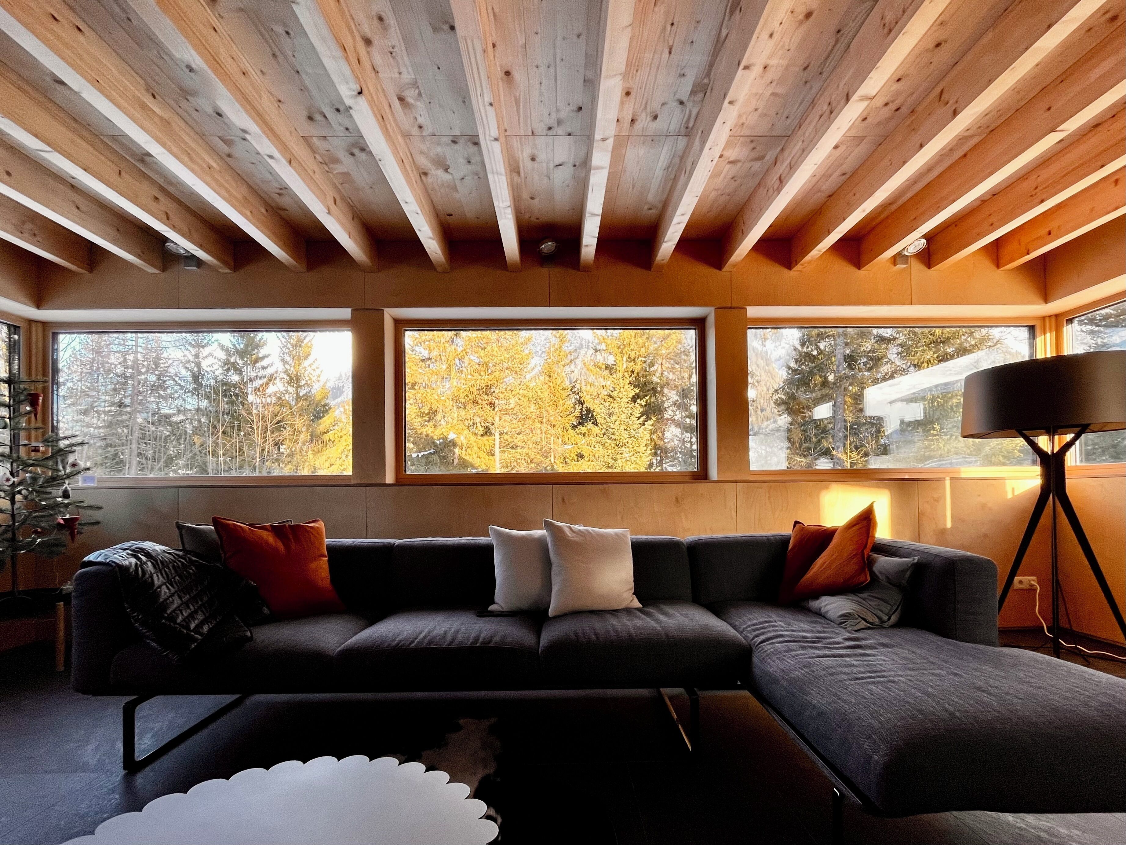 Smart TV, fireplace, books, printers