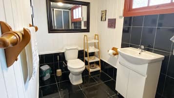 Dusche, Handtücher, Seife, Toilettenpapier