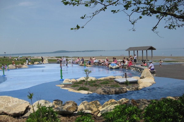 Nelson Beach splash pad is just 500 ft down the street