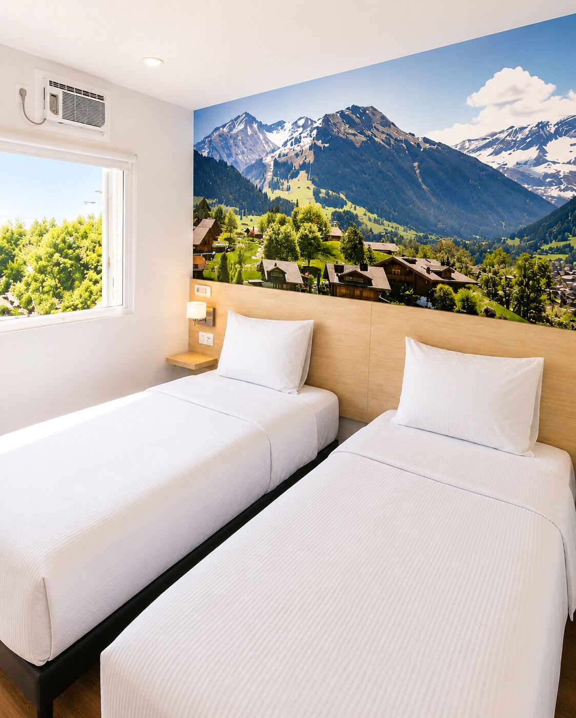 Espacio para trabajar con laptop, wifi gratis y ropa de cama 