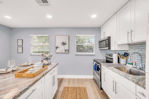 Microwave, oven, stovetop, coffee/tea maker