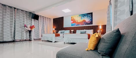 Family Room | Down duvets, individually decorated, individually furnished, free WiFi