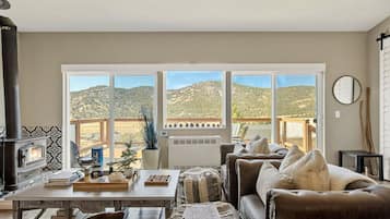 Smart TV, fireplace, stereo