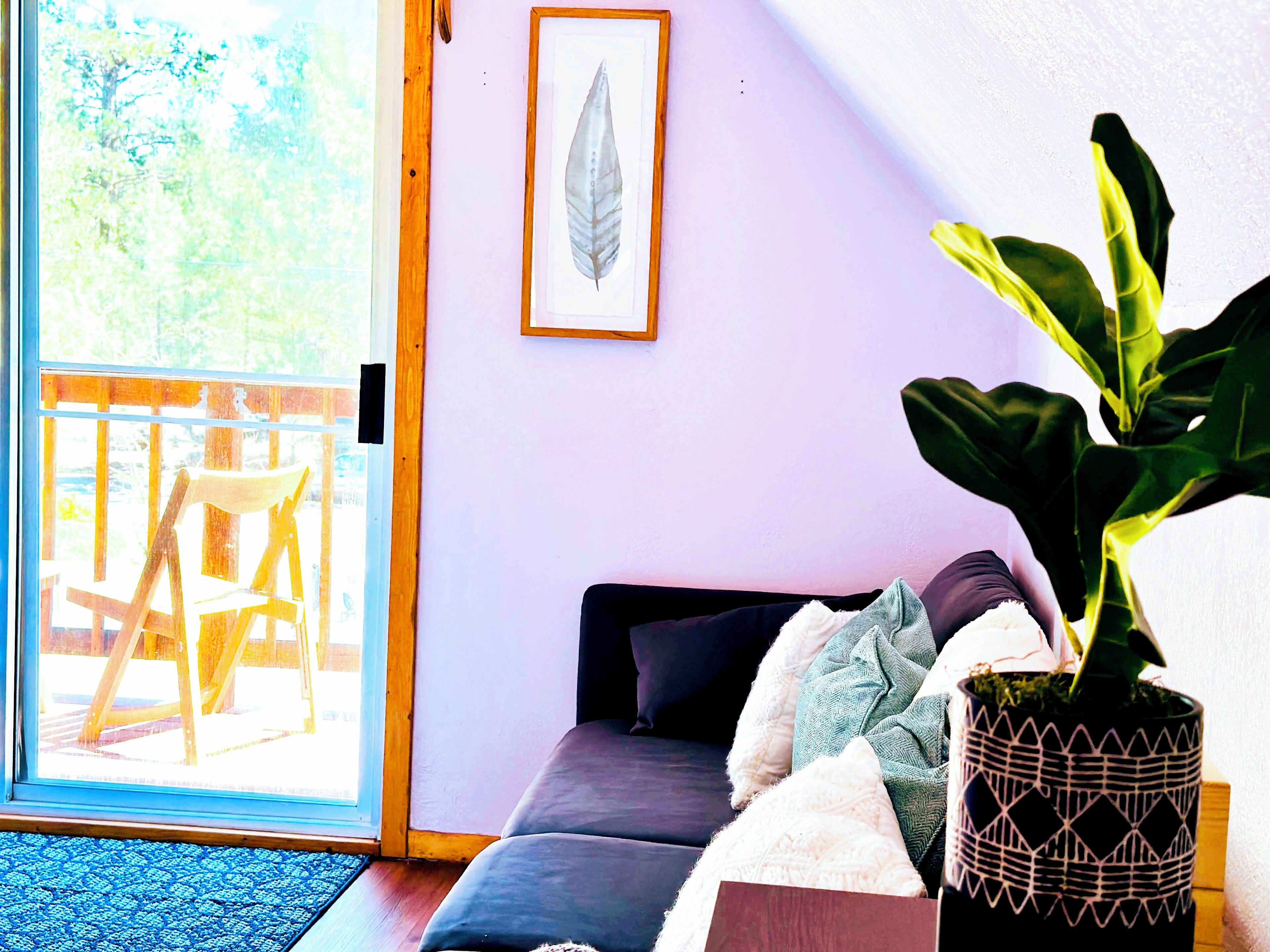 Smart TV, fireplace, foosball