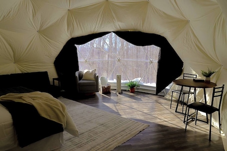 1 bedroom, WiFi, bed sheets. Glamping Dome #3 in Snowshoe WV
