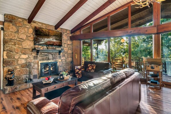 Smart TV, fireplace, video games, foosball