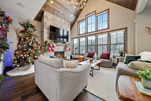 Smart TV, fireplace, video games, books