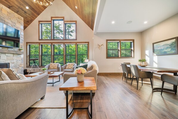 Smart TV, fireplace, video games, books