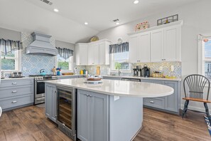 Fridge, microwave, oven, stovetop - Sunkissed OBX Luxury, 6 bedroom, Elevator, Pool, Hot tub in Duck. SALE/PROMOTION (Duck)