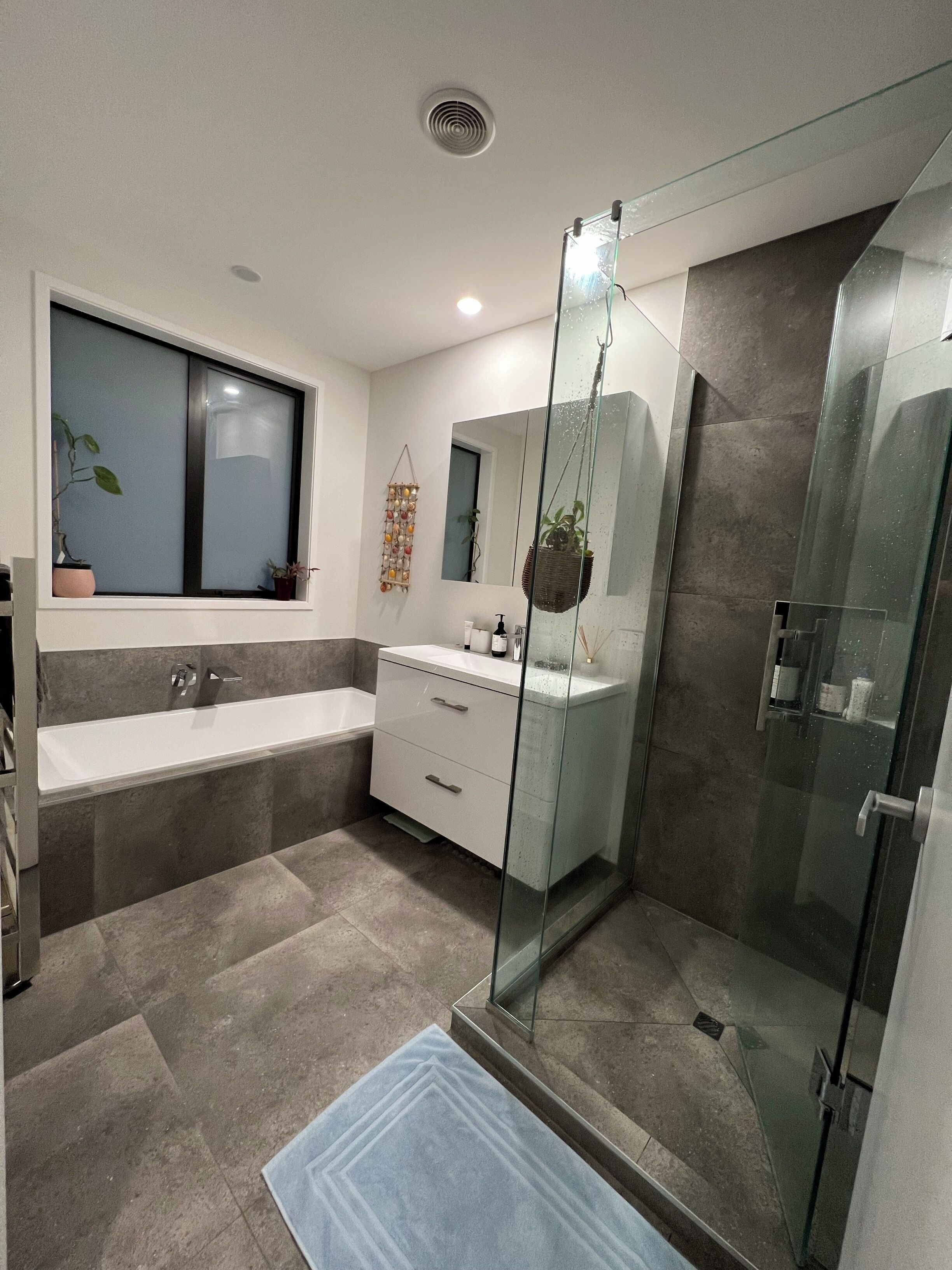 Ducha, secador de pelo, toallas, jabón