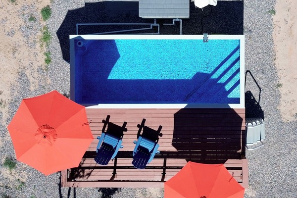 Shipping container pool with deck