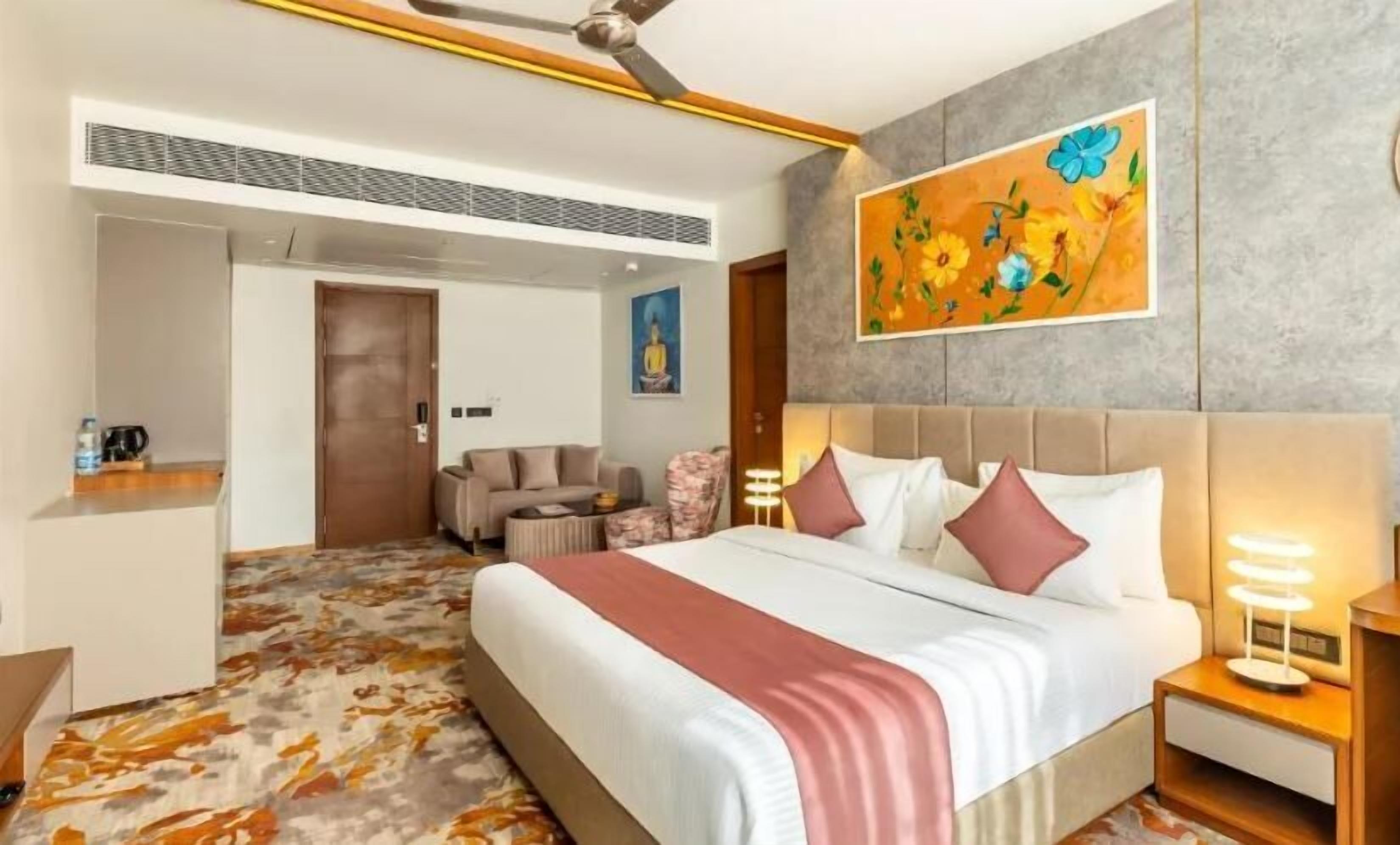 Premium bedding, memory foam beds, minibar, desk