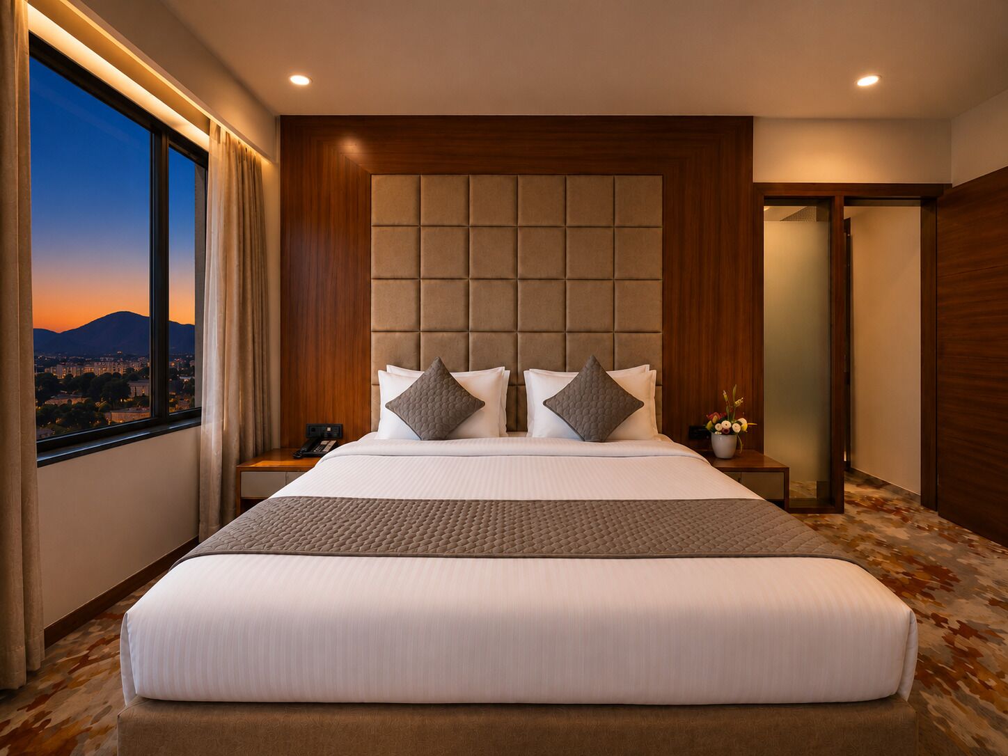 Premium bedding, memory-foam beds, minibar, desk