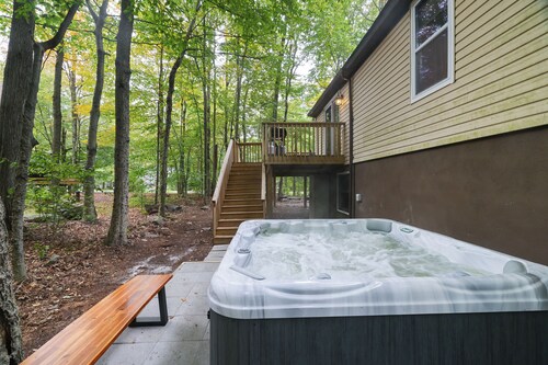 Moshannon | Tree-Lined Pocono Retreat w/, Hot Tub, Firepit & Pool Table
