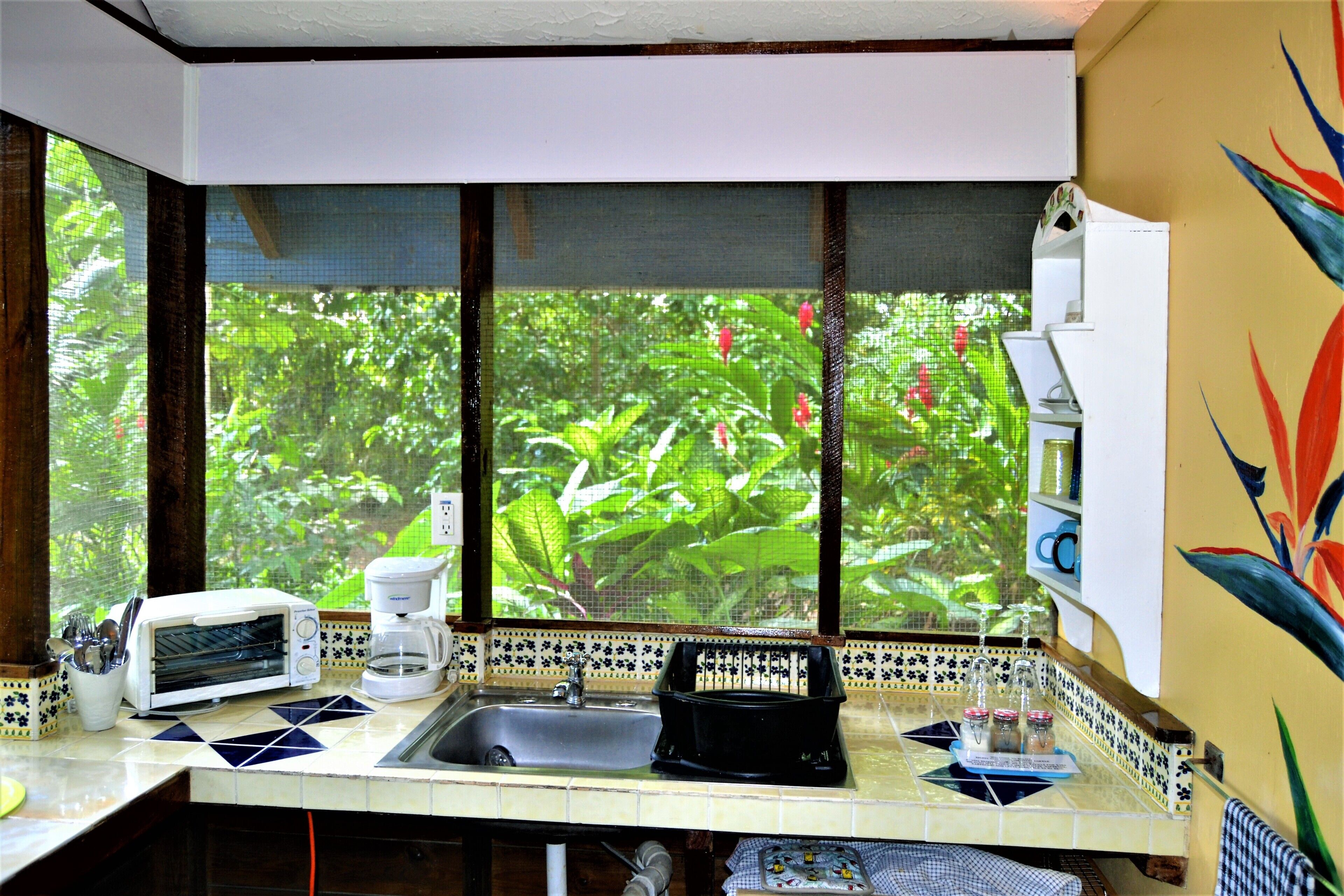 Fridge, oven, stovetop, coffee/tea maker