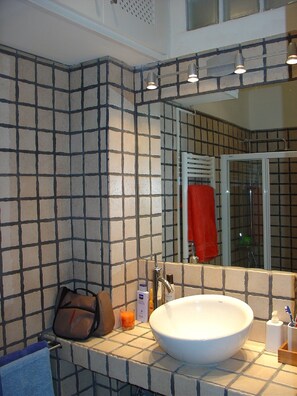 Shower, hair dryer, towels - Apartment with great Sea View and Community Swimming Pool and private parking01 (Cap d'Artrutx)