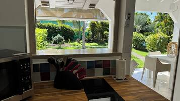 Apartment, 2 Bedrooms, Garden View | Private kitchen | Full-sized fridge, microwave, oven, stovetop
