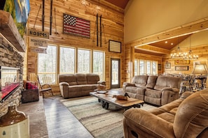 TV, fireplace, video games