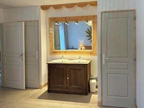 Shower, hair dryer, bidet, soap