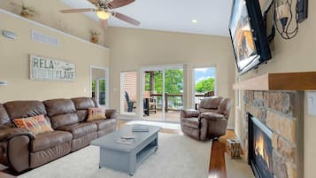 TV, caminetto, impianto stereo, studio