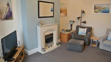 TV, DVD player, books