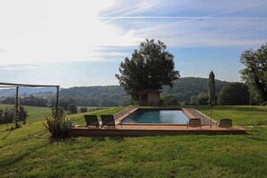 Little Bears Quadruple Room, Pool View | View from room - Maison Puchouaou Chambres d'hôtes (Montesquiou)