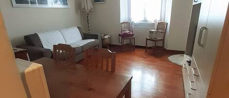 TV connectée, cheminée, livres