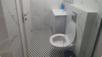 Hair dryer, towels, toilet paper