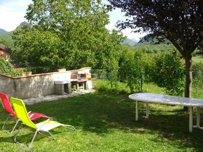 House in small mountain village by the river