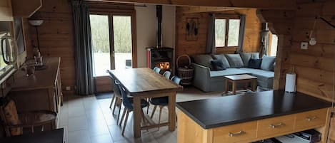Smart TV, chimenea, reproductor de DVD y libros