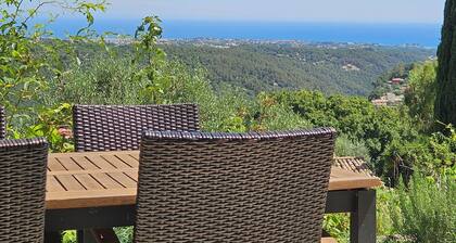 Appartement VUE MER sur la CĂŽte d' Azur avec jardin pour 2 - 3 personnes