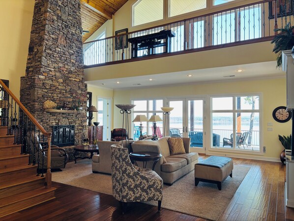 Smart TV, fireplace, video games, DVD player