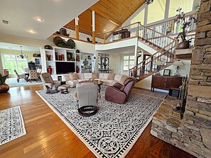 Smart TV, fireplace, video games, foosball