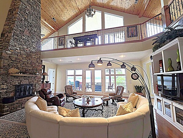 Smart TV, fireplace, video games, DVD player