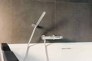 Shower, free toiletries, hair dryer, bidet